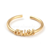 Constellation/Zodiac Sign Brass Cuff Rings, Open Rings, Real 18K Golden Plated, Aries, US Size 7 1/4(17.5mm), word: 11x3mm(RJEW-O042-06G-A)