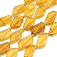 Natural Yellow Fluorite Beads Strands, Leaf, 21.5x10.5~11x5.5~6mm, Hole: 0.8~1mm, about 17~19pcs/strand, 14.96~16.14 inch(38~41cm)(G-G106-F03-01)