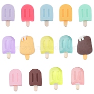 84Pcs 14 Styles Opaque Resin Imitation Food Cabochons, Ice Pop, Mixed Color, 18.5~24x10.5~15x4~6mm, 6pcs/style(RESI-SC0002-76)