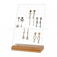 Acrylic Earring Displays, with Wood Pedestal, Rectangle, Clear, 15x7x2cm(EDIS-WH0009-06B)