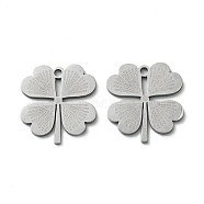 201 Stainless Steel Pendants, Laser Cut, Clover Charm, Stainless Steel Color, 16.5x15.5x1mm, Hole: 1.4mm(STAS-B052-07P)