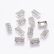 Tibetan Style Alloy Multi-strand Links, Rectangle, Lead Free and Cadmium Free, Antique Silver, 14x8x3mm, Hole: 2mm(LF9215Y)
