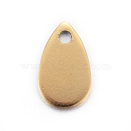 Ion Plating(IP) Stainless Steel Charms, teardrop, Stamping Blank Tag, Golden, 10x6x0.6mm, Hole: 1.2mm(STAS-L211-02B-G)