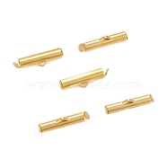 Brass Slide On End Clasp Tubes,  Slider End Caps, Golden, 19.5x4mm, Hole: 1mm, Inner Diameter: 2mm(X-KK-P031-09)