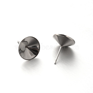 304 Stainless Steel Stud Earring Settings for Pointed Back Xilion Rivoli Rhinestone, Stainless Steel Color, 12.5mm, Pin: 0.6mm, Fit for 12mm Rhinestone(STAS-E088-16)