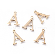 304 Stainless Steel Charms, Greek Alphabet, Golden, Letter.A, 13.8x11.5x1mm, Hole: 1.2mm(STAS-L263-01G)