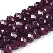 Baking Painted Imitation Jade Glass Bead Strands, Faceted Rondelle, Purple, 3x2mm, Hole: 0.8mm, about 145~150pcs/strand, 34~35cm(DGLA-A034-J2MM-A02)