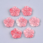 Synthetic Coral Beads, Dyed, Imitation Jade, Flower, Light Coral, 19~19.5x19~20x3~4mm, Hole: 1.6mm(CORA-T010-04)