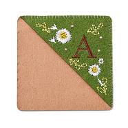 Embroidery Corner Bookmark Personalized Hand Embroidered Bookmark Flower Felt Triangle Corner Page Bookmark Four Season Bookmark for Book Reading Lovers Teachers, Letter.A, 95x95mm(JX511A)