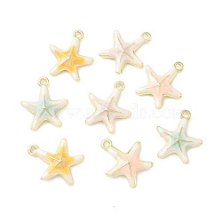 Alloy Enamel Pendants, Golden, Mixed Color, Starfish, 18x16x4mm, Hole: 1.6mm(ENAM-G232-01G-01)
