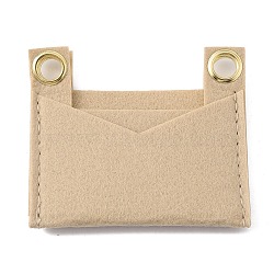 Felt Bags Organizer Insert, Mini Envelope Handbag Shaper Premium Felt, with Iron Grommets, Blanched Almond, 9x8x0.5cm, Hole: 10mm(PURS-WH0001-46A-03)