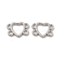 Alloy Multi-Strand Links, Long-Lasting Plated, Cadmium Free & Lead Free, Heart, Platinum, 10x13.5x2mm, Hole: 1.2mm & 1.8mm(PALLOY-E024-44P)