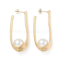 Ion Plating(IP) 304 Stainless Steel Stud Earrings, with Plastic, Jewelry for Women, Golden, 48.5x10.5mm(EJEW-K281-17G)