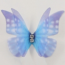 Gradient Color 2-Layer Fibre Tulle Ornament Accessories, 3D Craft Organza Butterfly, with Crystal Rhinestone, Medium Slate Blue, 48~51x35~37x3mm(FIND-WH0101-02H)