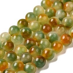 Natural Dyed White Jade Beads Strands, Round, Dark Olive Green, 10~10.5mm in diameter, Hole: 1mm, about 37pcs/strand, 14.76''~14.80''(37.5~37.6cm)(G-M402-C04-11)