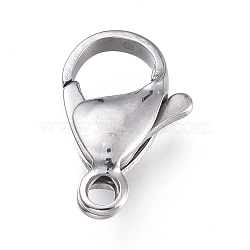 Tarnish Resistant 316 Surgical Stainless Steel Lobster Claw Clasps, Manual Polishing, Stainless Steel Color, 15x9.4x4.2mm, Hole: 1.8mm(STAS-M281-01P-F)