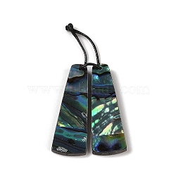 2Pcs Natural Abalone Shell/Paua Shell Pendants, Geometric Charms, Trapezoid, 38x13x3mm, Hole: 1mm(SHEL-A005-01F)