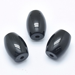 Natural Obsidian Beads, Half Drilled(Holes on Both Sides), Barrel, 24.5~25x18mm, Hole: 2.5~3mm(G-P384-U21)