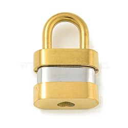 Ion Plating(IP) 304 Stainless Steel Pendants, Padlock Charm, Golden & Stainless Steel Color, 18.5x12x6mm, Hole: 3x2.3mm and 5x6.5mm(STAS-H222-01G)