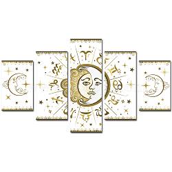 Printed Cloth Hanging Wall Decorations, for Home Decoration, Rectangle, Constellation Pattern, 40x25cm, 5style/set(HJEW-WH0180-004)