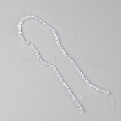 Glass Faceted Beads Strands, Flat Round, Clear AB, 6x5mm, Hole: 1mm, about 90pcs/strand, 16.54''(42cm)(GLAA-WH0025-62C-02)