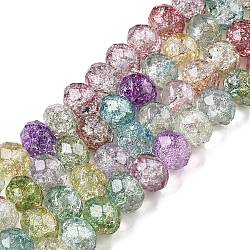 Transparent Glass Beads Strands, Faceted(32 Facets), Rondelle<P>Please Note: Because these beads are made in different batches, the color could be slightly different from one batch of beads to the next, Colorful, 10x7.5mm, Hole: 1.4mm, about 65pcs/strand, 19.49''(49.5cm)(GLAA-T023-10mm-A15)