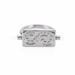 Rectangle with Letter S Rack Plating Alloy Wide Band Rings, Cadmium Free & Lead Free, Platinum, US Size 7(17.3mm)(RJEW-Q163-008B-RS)