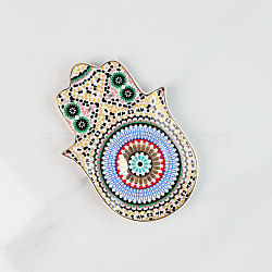 Hamsa Hand/Hand of Miriam with Evil Eye Ceramic Jewelry Plate, Storage Tray for Rings, Necklaces, Earring, Colorful, 160x115mm(WG72491-07)