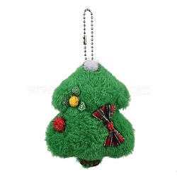 Christmas Theme Cloth Plush Doll Pendant Decorations, with Ball Chain for Bag Ornaments, Christmas Tree, 160mm(HJEW-D030-01F)