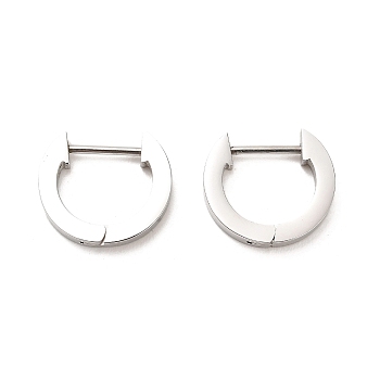 202 Stainless Steel Hoop Earrings, with 304 Stainless Steel Pins, Ring, 13x2.5x15mm