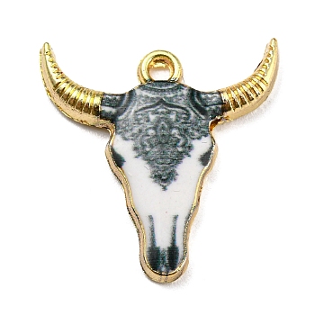 Alloy Pendant, Lead Free & Cadmium Free & Nickel Free, Cattle, White, 22x21.5x2.5mm, Hole: 1.8mm