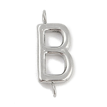 304 Stainless Steel Letter Connector Charms, Stainless Steel Color, Letter B, 12x4.5x2mm, Hole: 1.2mm