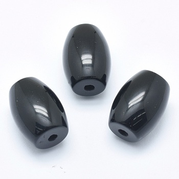 Natural Obsidian Beads, Half Drilled(Holes on Both Sides), Barrel, 24.5~25x18mm, Hole: 2.5~3mm