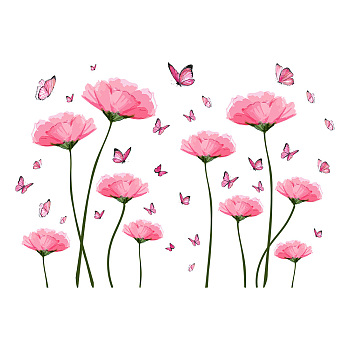 PVC Wall Stickers, Wall Decoration, Flower/Butterfly Pattern, Flower Pattern, 860x290mm