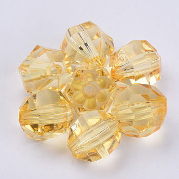 Transparent Acrylic Beads, Faceted, Round, Light Khaki, 20x20mm, Hole: 2.9mm, about 114pcs/500g