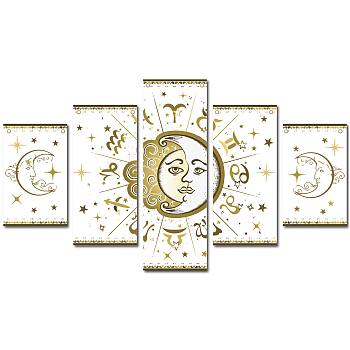 Printed Cloth Hanging Wall Decorations, for Home Decoration, Rectangle, Constellation Pattern, 40x25cm, 5style/set