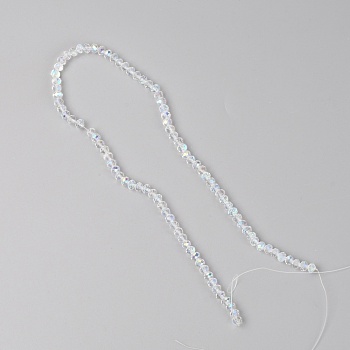 Glass Faceted Beads Strands, Flat Round, Clear AB, 6x5mm, Hole: 1mm, about 90pcs/strand, 16.54''(42cm)