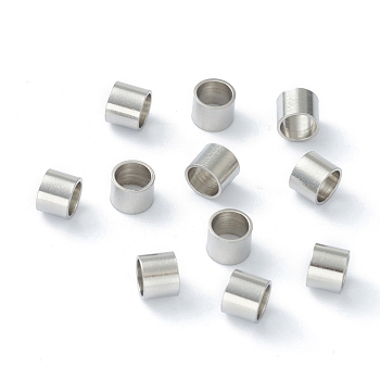 201 Stainless Steel Spacer Beads, Tube, Stainless Steel Color, 5x4mm, Hole: 3mm