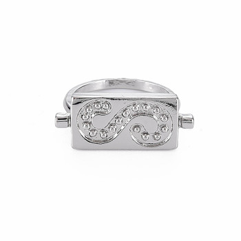 Rectangle with Letter S Rack Plating Alloy Wide Band Rings, Cadmium Free & Lead Free, Platinum, US Size 7(17.3mm)