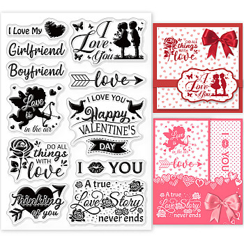 PVC Plastic Stamps, for DIY Scrapbooking, Photo Album Decorative, Cards Making, Stamp Sheets, Film Frame, Valentine's day Themed Pattern, 16x11x0.3cm