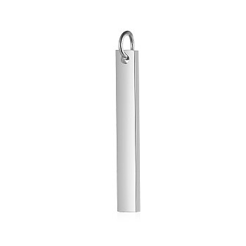 201 Stainless Steel Pendants, Rectangle, Stamping Blank Tag, Stainless Steel Color, 20x3x1.5mm, Hole: 3mm