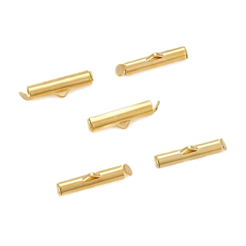Brass Slide On End Clasp Tubes,  Slider End Caps, Golden, 19.5x4mm, Hole: 1mm, Inner Diameter: 2mm
