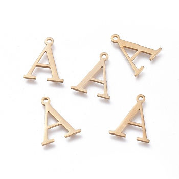 304 Stainless Steel Charms, Greek Alphabet, Golden, Letter.A, 13.8x11.5x1mm, Hole: 1.2mm