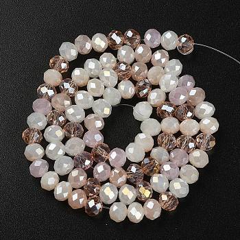Electroplate Glass Beads Strands, Faceted, Rondelle, Sandy Brown, 5.5~6x5mm, Hole: 1mm, about 90~92pcs/strand, 16.54 inch~16.93 inch(42~43cm)