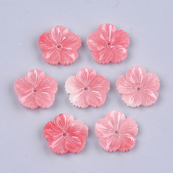 Synthetic Coral Beads, Dyed, Imitation Jade, Flower, Light Coral, 19~19.5x19~20x3~4mm, Hole: 1.6mm