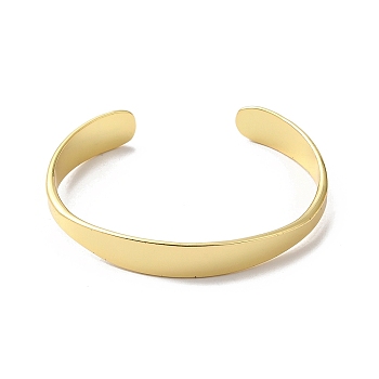 Rack Plating Brass Cuff Bangles, Open Bangles for Women, Cadmium Free & Lead Free, Real 18K Gold Plated, 1/4~3/8 inch(0.5~0.9cm), Inner Diameter: 1-7/8x2-1/4 inch(4.65x5.75cm)