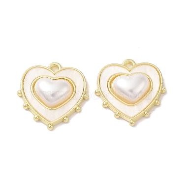 Golden White Heart Alloy+Plastic Pendants