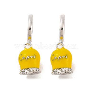 Bell Brass & Enamel Hoop Earrings for Women(EJEW-U015-25P)-2