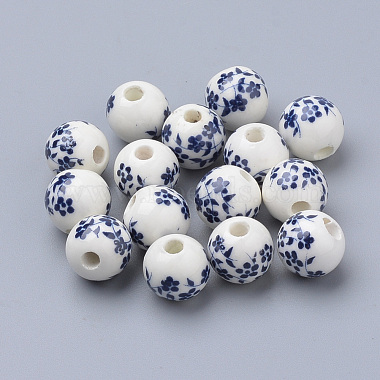 8mm PrussianBlue Round Porcelain Beads