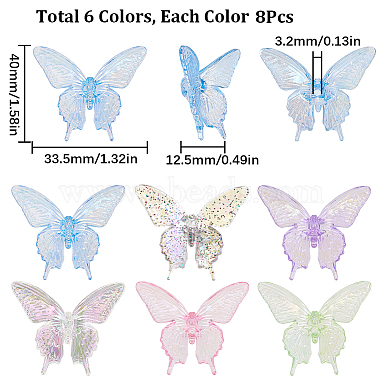 40pcs 5 colors UV Plating Rainbow Iridescent Transparent Acrylic Beads(OACR-SC0001-19)-2
